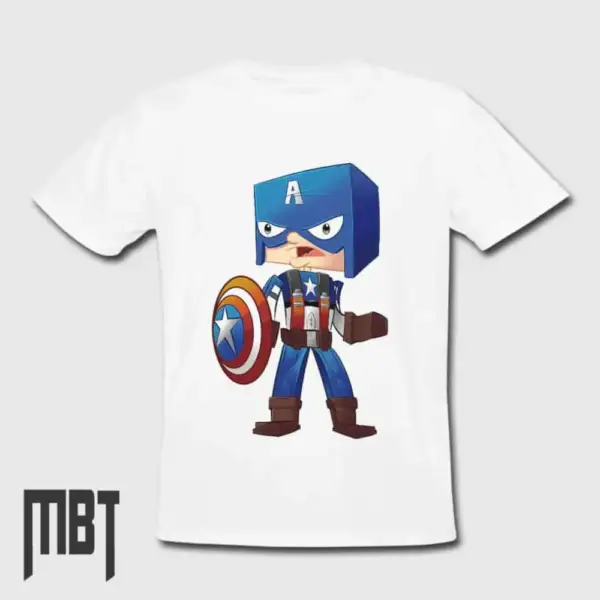 Captain America T-Shirt, Captain America Minecraft Tee-Shirt #8
