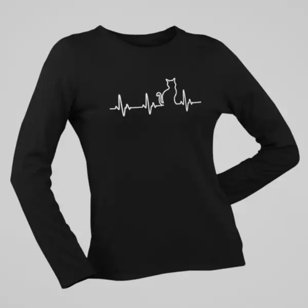 Cat Pulse Longsleeve T-Shirt, Cat Pulse Black Long Sleeve