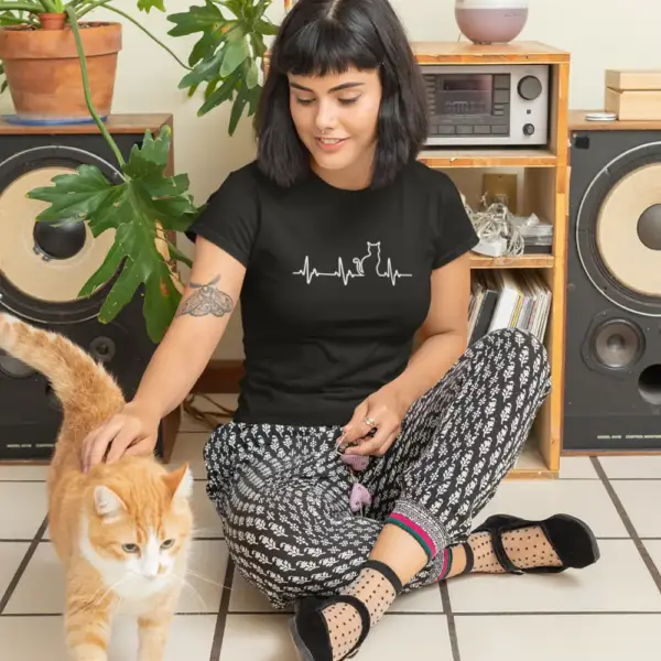 Cat Pulse T-Shirt, Cat Pulse Black T-Shirt