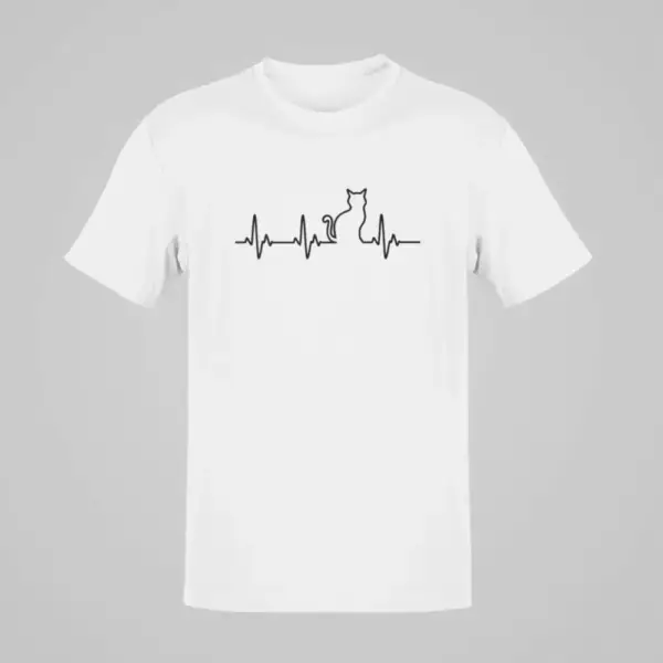 Cat Pulse T-Shirt, Cat Pulse White T-Shirt - Image 2