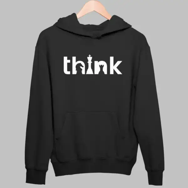 Chess Hoodie, Chess Think Black Sweatshirt