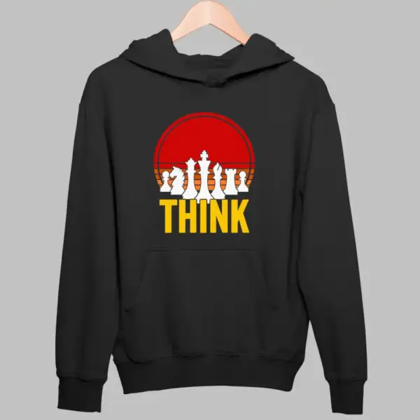 Chess Hoodie, Chess Think Black Sweatshirt
