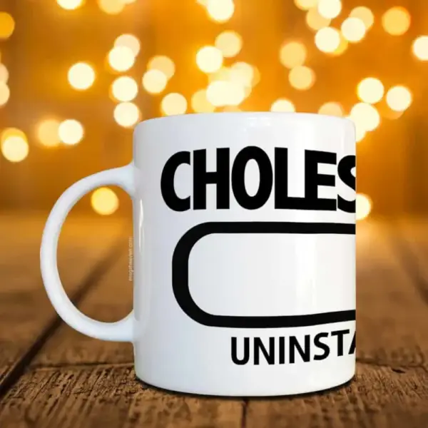 Cholesterol Uninstalling Mug, Fitness Coffee Mug