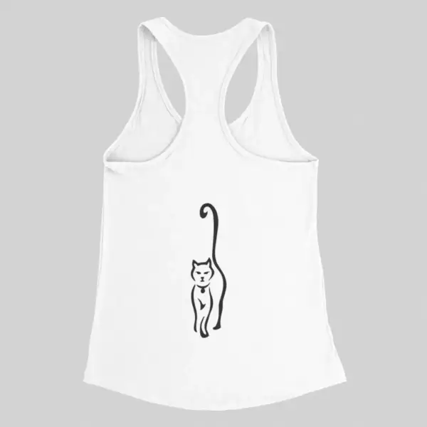 Curious Cat Tank Top, Curious Cat White Tank Top - Image 2