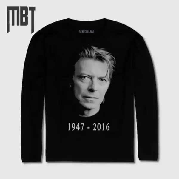 David Bowie Long Sleeve T-Shirt, David Bowie 1947-2016 Long Sleeve Tee-Shirt