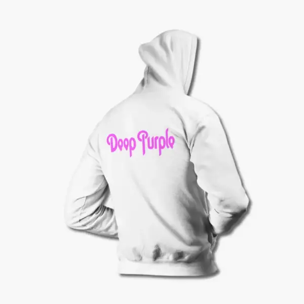 Deep Purple Hoodie, Deep Purple Logo White Hoodie - Image 2