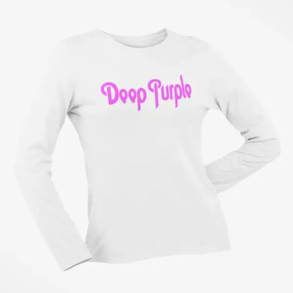 Deep Purple Longsleeve T-Shirt, Deep Purple Logo White Long Sleeve - Image 2