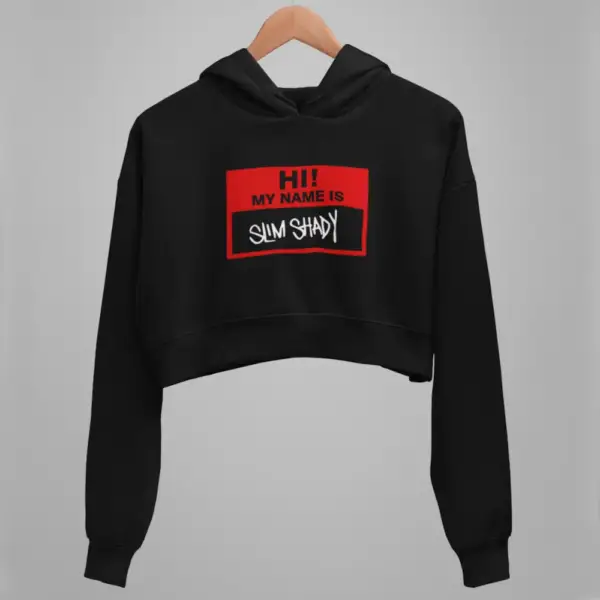 Eminem Crop Hoodie, My Name Is Slim Shady Black Crop Sweatshirt