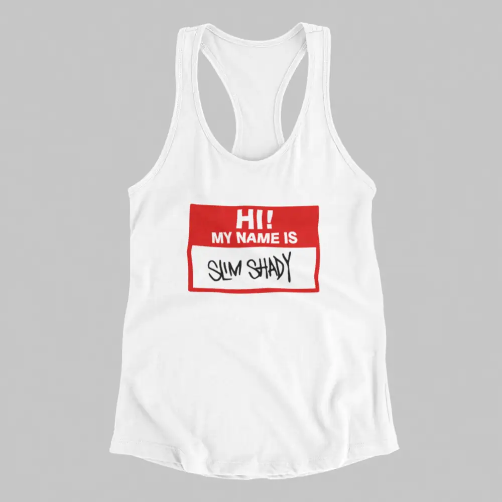 Eminem Tank Top, My Name Is Slim Shady White Athlete