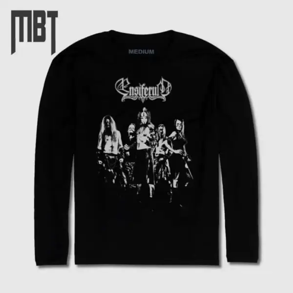 Ensiferum Band Long Sleeve T-Shirt, Ensiferum Logo and Members Long Sleeve Tee-Shirt