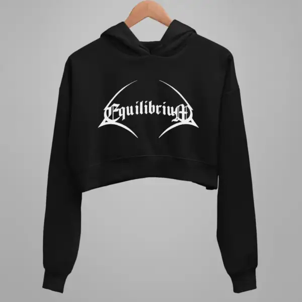 Equlibrium Crop Hoodie, Equlibrium Logo Black Crop Hoodie