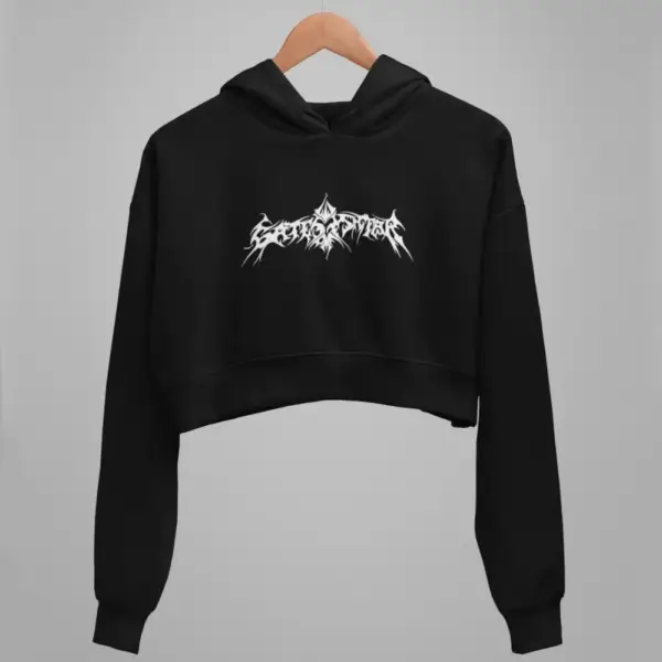 Gates of Ishtar Crop Hoodie, Gates of Ishtar Logo Black Crop Sweatshirt