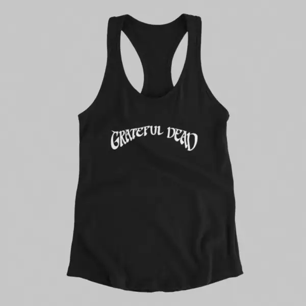 Grateful Dead Tank Top, Grateful Dead Logo Black Athlete