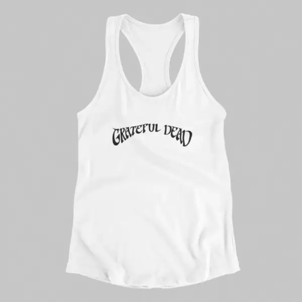 Grateful Dead Tank Top, Grateful Dead Logo White Athlete