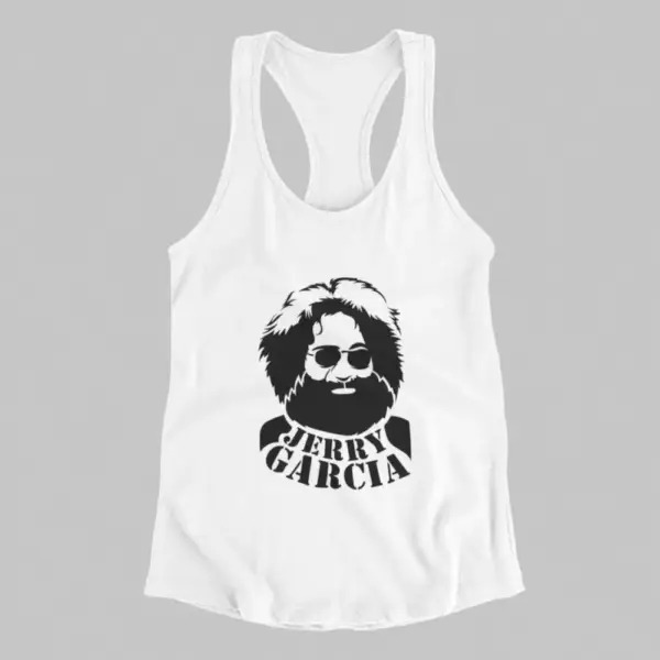 Grateful Dead Tank Top, Jerry Garcia Artwork White Athlete