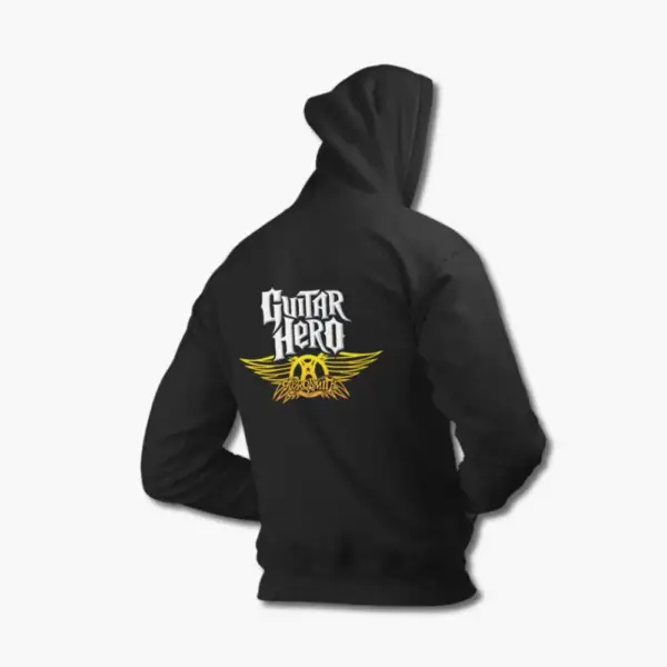Guitar Hero Hoodie, Aerosmith Guitar Hero Black Hoodie - Image 2