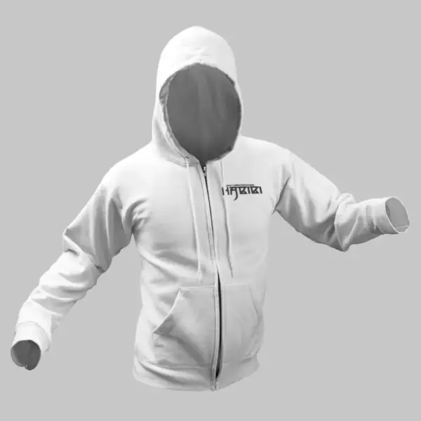 Habibi Zip Hoodie, Habibi Capital T White Zip Hoodie - Image 2
