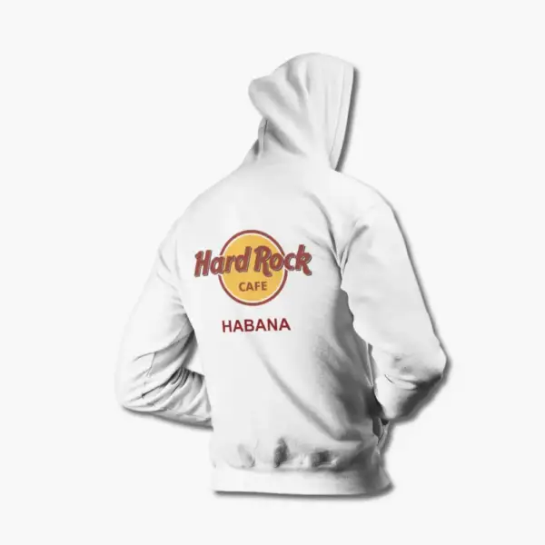 Hard Rock Cafe Hoodie, Hard Rock Cafe Habana White Hoodie - Image 2
