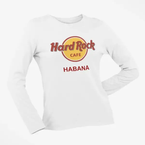 Hard Rock Cafe Longsleeve T-Shirt, Hard Rock Cafe Habana White Long Sleeve - Image 2