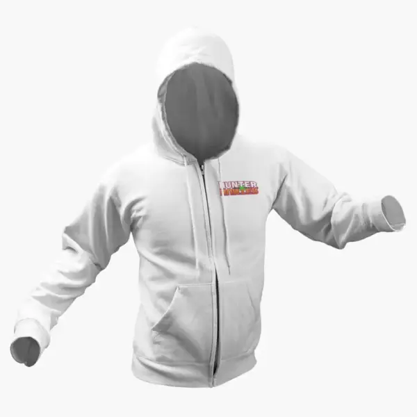 Hunter X Hunter Zip Hoodie, Hunter X Hunter Artwork White Zip Up Hoodie - Image 2