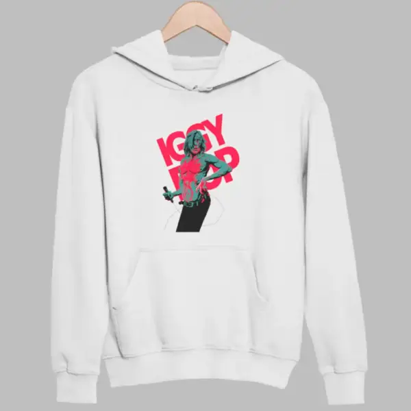 Iggy Pop Hoodie, Iggy Pop Art White Sweatshirt