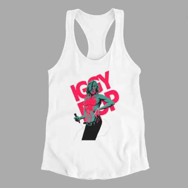 Iggy Pop Tank Top, Iggy Pop Art White Athlete