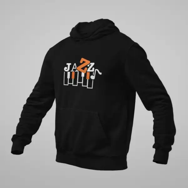 Jazz Hoodie, Jazz Artwork Black Sweatshirt