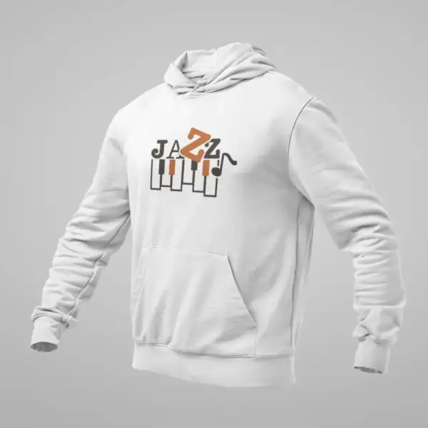 Jazz Hoodie, Jazz Artwork White Sweatshirt