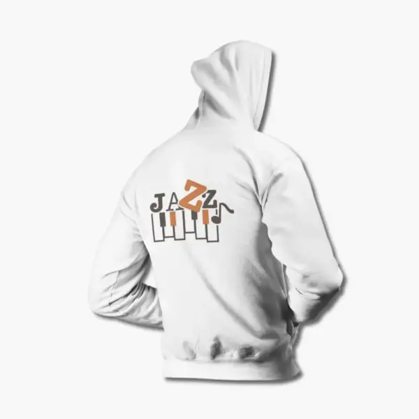 Jazz Hoodie, Jazz Artwork White Sweatshirt - Image 2