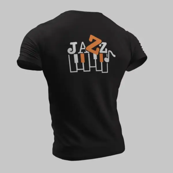 Jazz T-Shirt, Jazz Artwork Black T-Shirt - Image 2