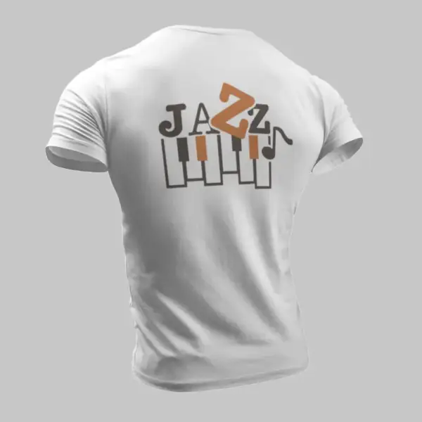 Jazz T-Shirt, Jazz Artwork White T-Shirt - Image 2