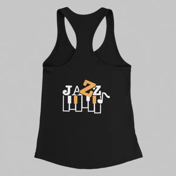 Jazz Tank Top, Jazz Artwork Black Athlete - Image 2