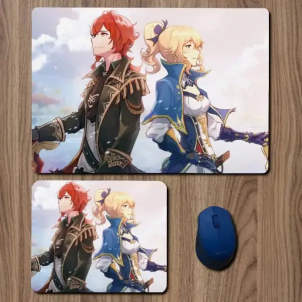 Jean and Diluc Genshin Impact Mouse Pad, Jean and Diluc Genshin Impact Anime Large Mousepad for Gamers