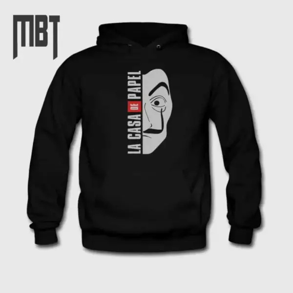 La Casa De Papel Hoodie, La Casa De Papel Mask Hooded Sweatshirt
