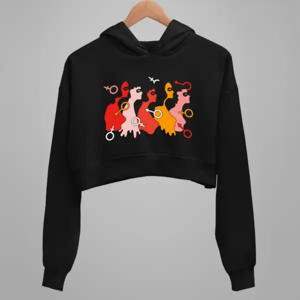 Lgbt Crop Hoodie, Sexual Identity Black Crop Sweatshirt