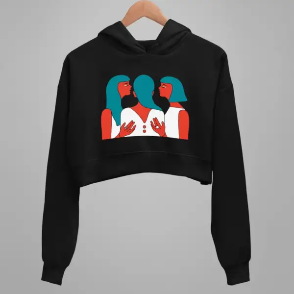 Lgbt Crop Hoodie, Sexual Identity Black Crop Sweatshirt