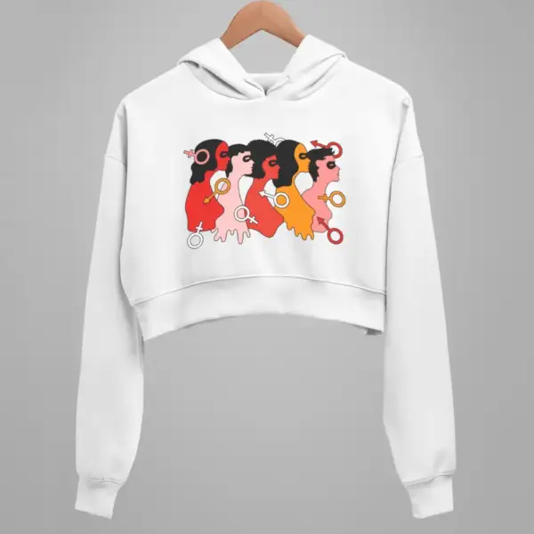 Lgbt Crop Hoodie, Sexual Identity White Crop Sweatshirt