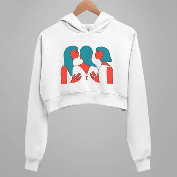 Lgbt Crop Hoodie, Sexual Identity White Crop Sweatshirt