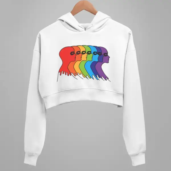 Lgbt Crop Hoodie, Sexual Identity White Crop Sweatshirt