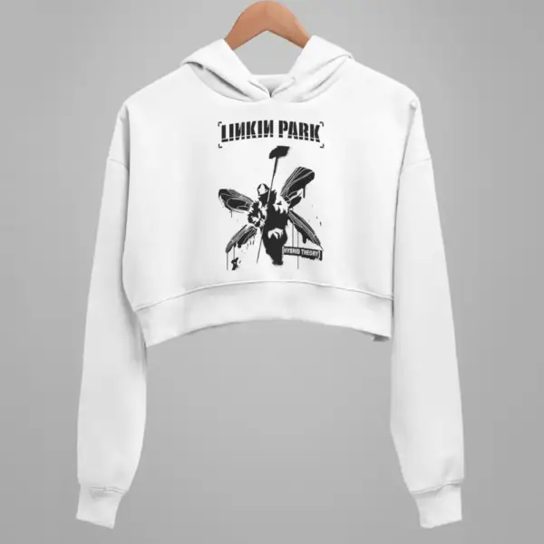Linkin Park Hybrid Theory White Crop Hoodie