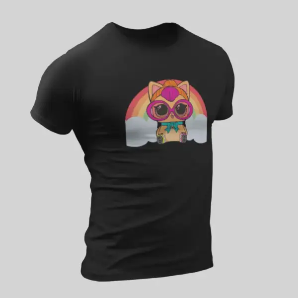 Lol Surprise Cat T-Shirt, Lol Surprise Rainbow Cat Black T-Shirt
