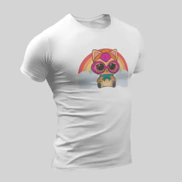 Lol Surprise Cat T-Shirt, Lol Surprise Rainbow Cat White T-Shirt