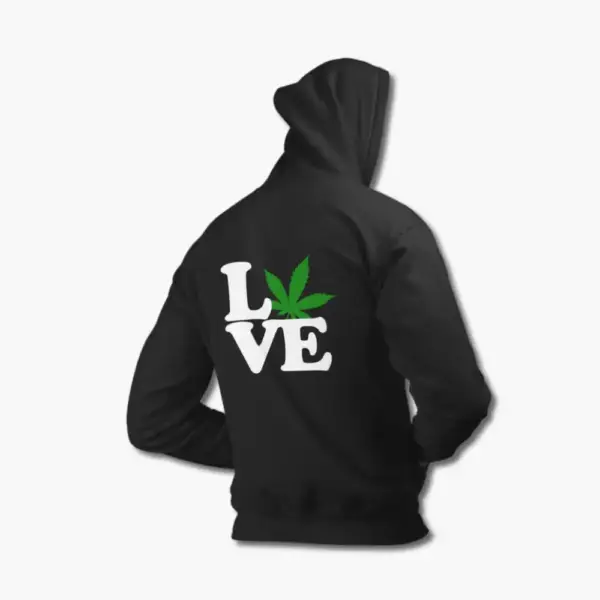 Love Weed Cannabis Hoodie, Love Weed Cannabis Black Hoodie - Image 2