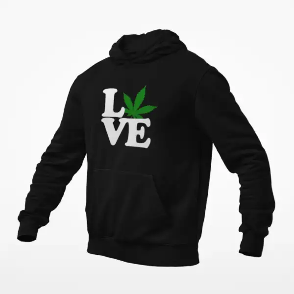 Love Weed Cannabis Hoodie, Love Weed Cannabis Black Hoodie