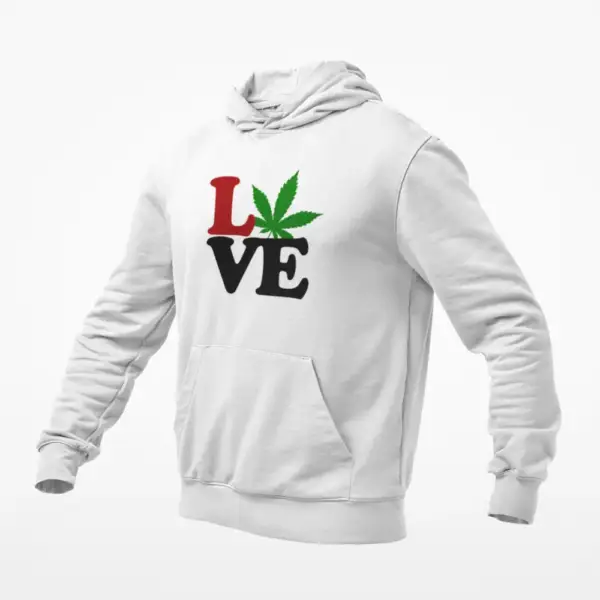 Love Weed Cannabis Hoodie, Love Weed Cannabis White Hoodie