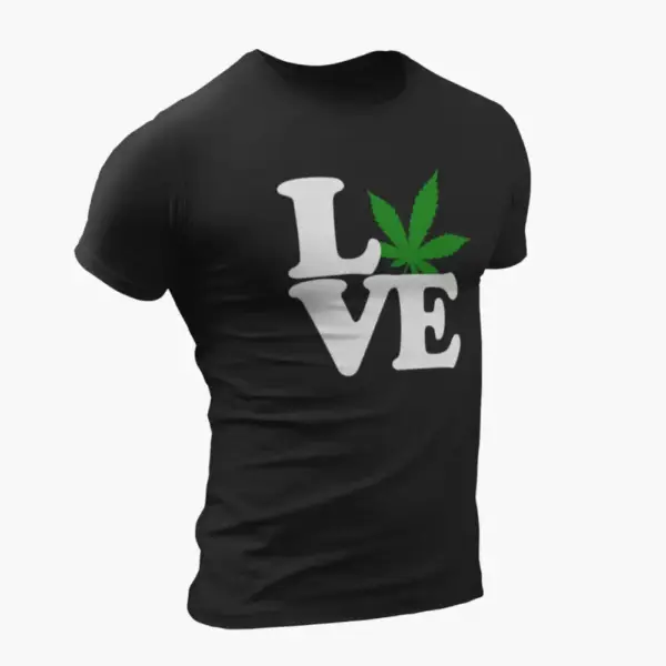 Love Weed Cannabis T-Shirt, Love Weed Cannabis Black T-Shirt