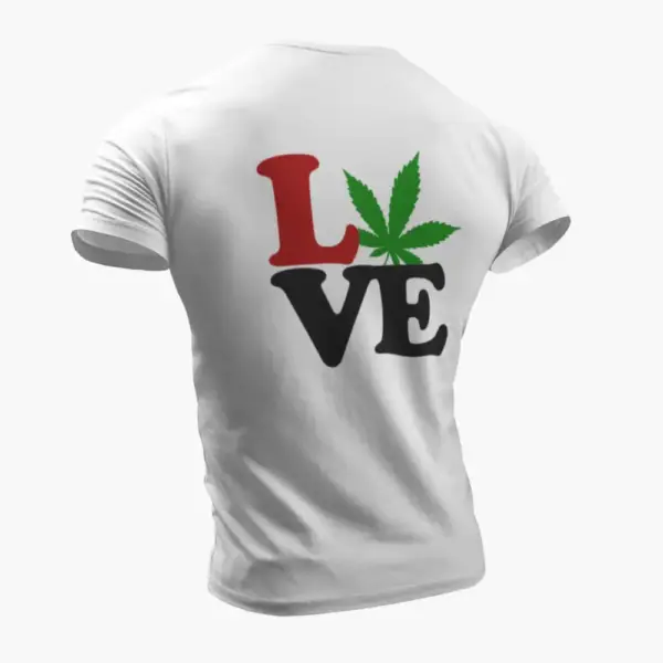 Love Weed Cannabis T-Shirt, Love Weed Cannabis White T-Shirt - Image 2