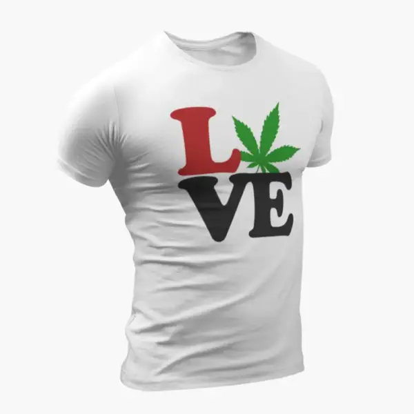 Love Weed Cannabis T-Shirt, Love Weed Cannabis White T-Shirt