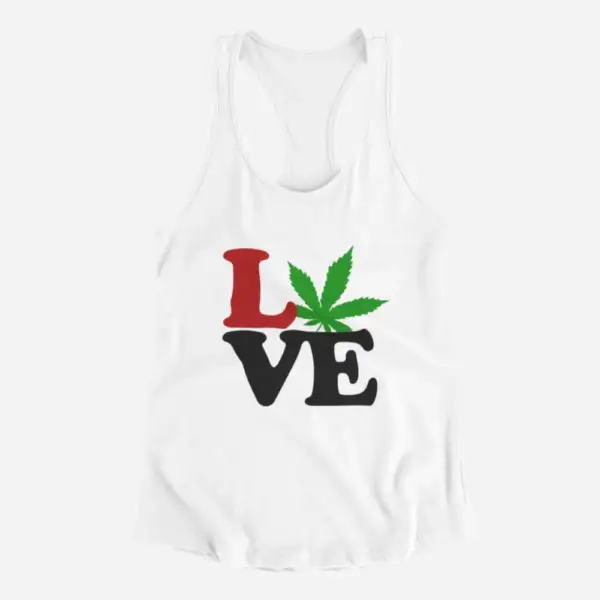Love Weed Cannabis Tank Top, Love Weed Cannabis White Tank Top Shirt