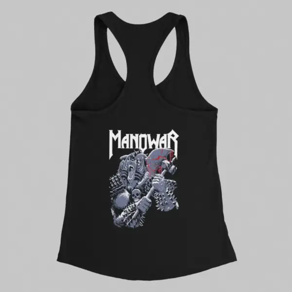 Manowar Tank Top, Manowar Artwork Black Tank Top - Image 2